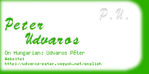 peter udvaros business card